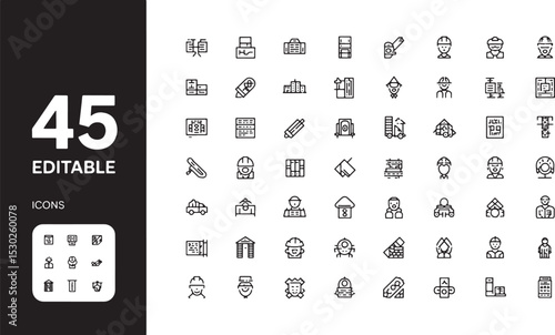 Construction Line Editable Icons set. Vector illustration in modern thin line style of renovation related icons (6)_traced
