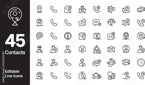 Contacts Line Editable Icons set. Vector illustration in modern thin line style of communication icons (1)_traced