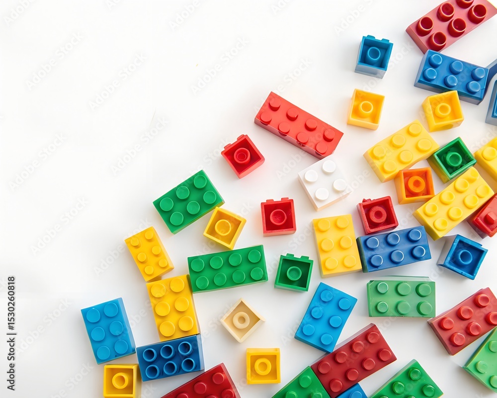 wooden toy blocks Colorful Plastic Building Blocks on White Background wooden toy blocks Colorful Plastic Building Blocks on White Background