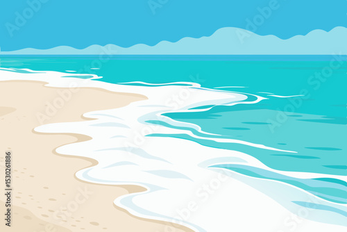 Close up of white sand beach for background and texture vector illustration