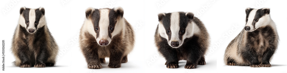 Fototapeta premium Collection set of Badger isolated on white background