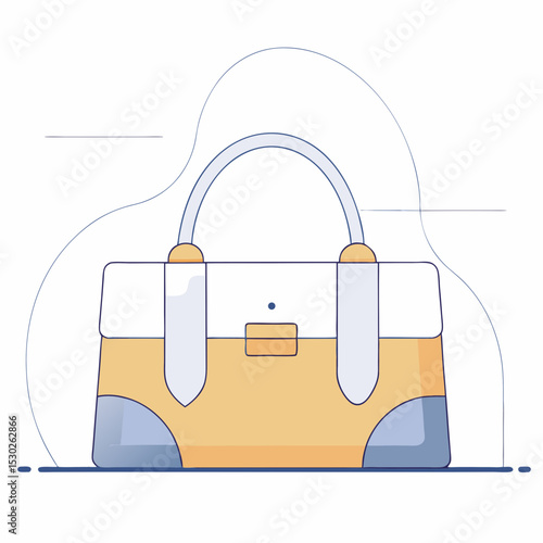 Illustration of a stylish handbag with a handle and clasp