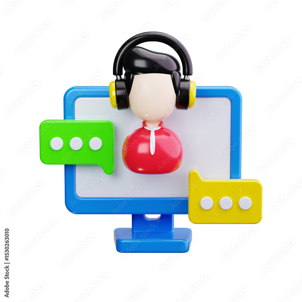 remote assistance 3d render icons remote assistance 3d render icons