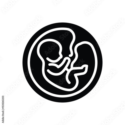 Black solid icon for embryo
