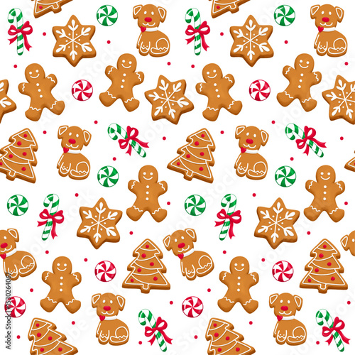 Gingerbread Seamless Pattern Vector Art