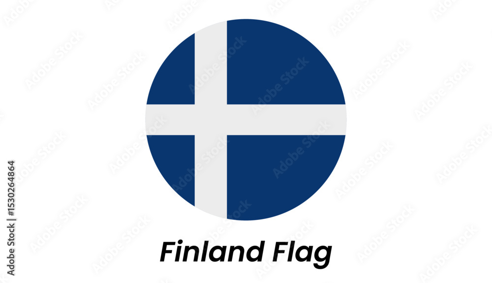 Obraz premium Circular Finnish Flag Icon: Simple, Bold Graphic Design Element