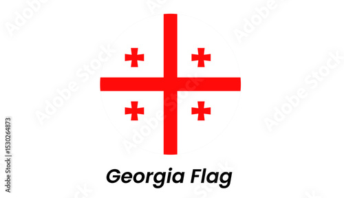 Red Cross of St. George: Georgian National Symbol on White Background