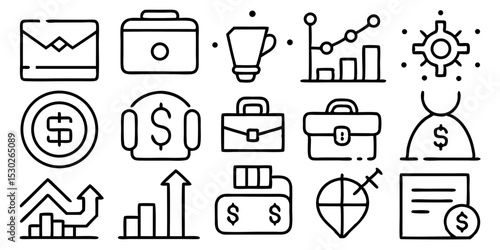 Hand drawn business and finance icons set