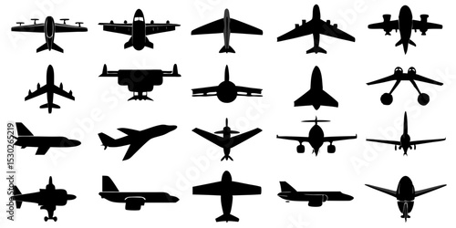 Collection of airplane silhouettes top view