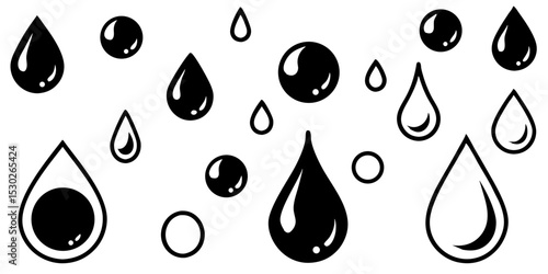 Collection of black and white water droplets
