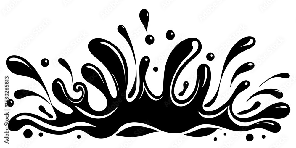 Fototapeta premium Abstract black ink splash graphic design element