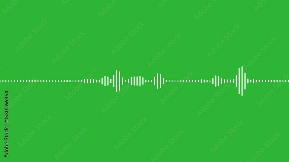 White digital audio waveform equalizer on green screen background. Line digital minimalist voice and soundtrack audio waveform equalizer. Dynamic equalizer visual effect. audio wave digital frequency.