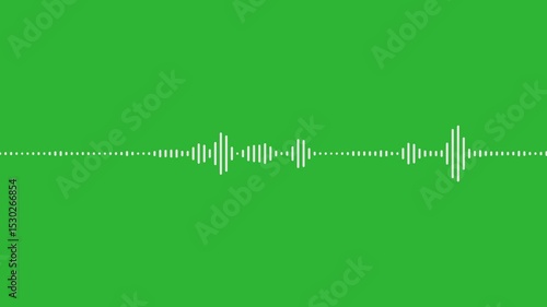 White digital audio waveform equalizer on green screen background. Line digital minimalist voice and soundtrack audio waveform equalizer. Dynamic equalizer visual effect. audio wave digital frequency.