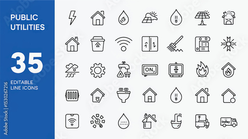 Public utilities Line Editable Icons set. Vector illustration in modern thin line style of house maintenance related icons (1)_traced
