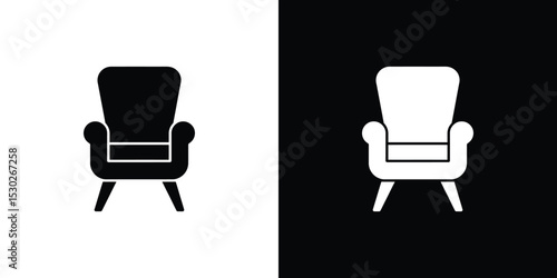 Black and White Armchair Illustration Simple Furniture Icon with Color Inversion Design