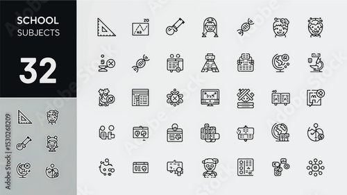 School Subjects Line Editable Icons set. Vector illustration in modern thin line style of community space related icons (3)_traced