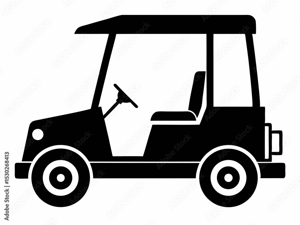 Golf cart black vector silhouette Golf cart black vector silhouette