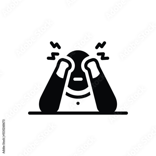 Black solid icon for headache