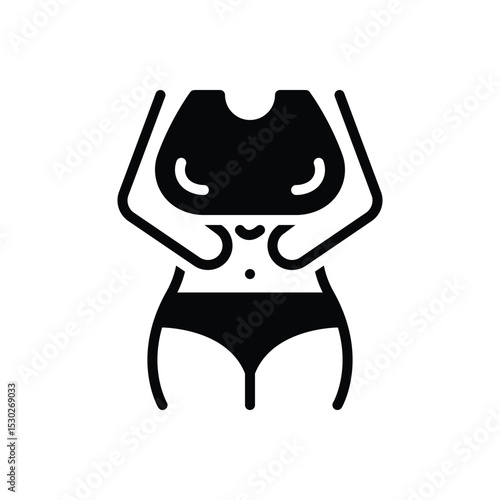 Black solid icon for stomach ache