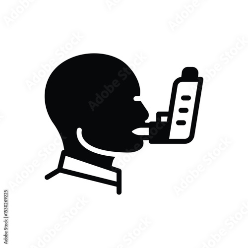 Black solid icon for asthma