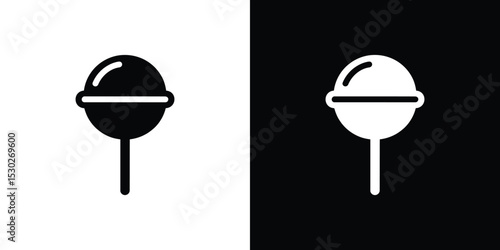 Black and White Lollipop Icon Illustration Simple on Contrasting Backgrounds