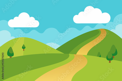 Serene Rolling Hills Landscape A Picturesque Winding Road Journey
