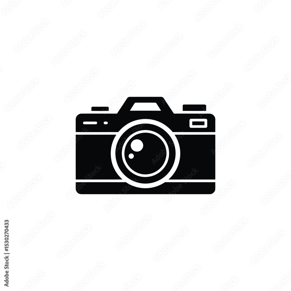 Black and White of a Professional Camera with Lens on a White Background Black and White of a Professional Camera with Lens on a White Background