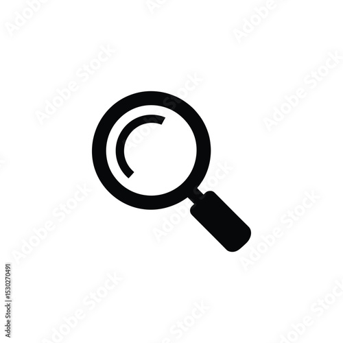 Black and White of a Magnifying Glass Icon for Search or Discovery Concept