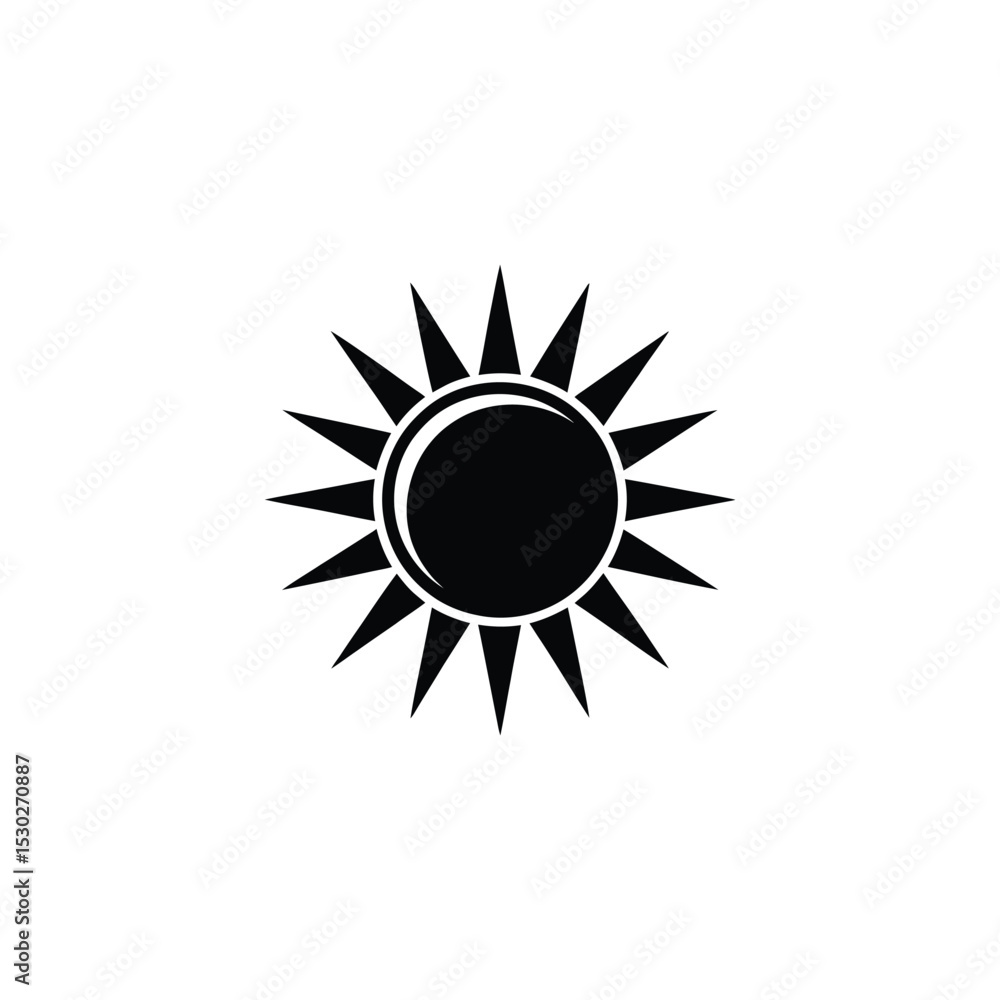 Black and White of Sun with Sharp Rays Icon Style Black and White of Sun with Sharp Rays Icon Style