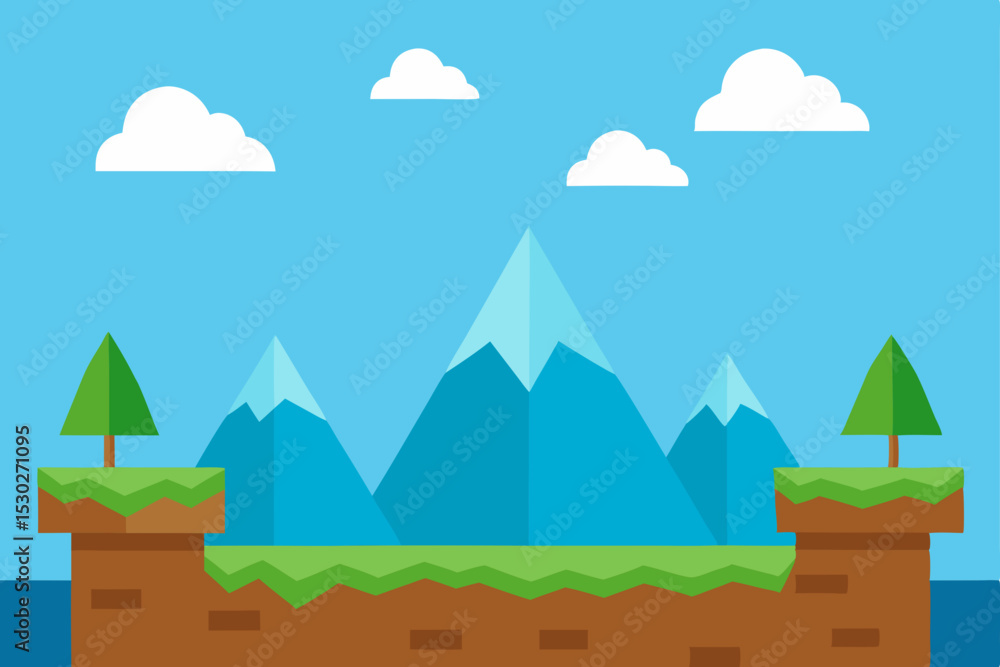 Stunning Mountain Landscape Game Background Illustration Stunning Mountain Landscape Game Background Illustration