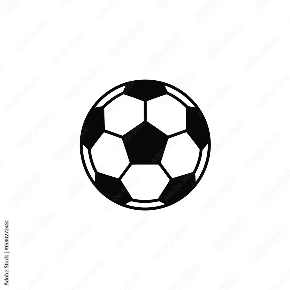 Obraz premium Black and White Soccer Ball Illustration with Hexagon and Pentagon Pattern Design