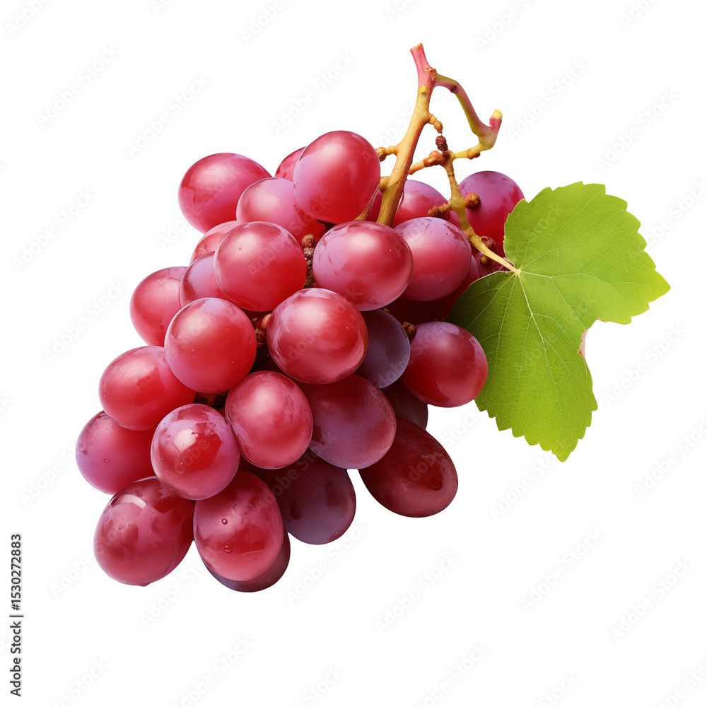 Fototapeta premium Fresh Red Grapes Bunch Isolated on transparent Background