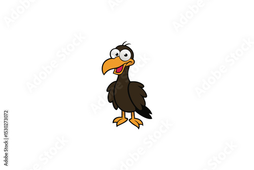 Cartoon vulture with goofy silly face flying vector art illustration