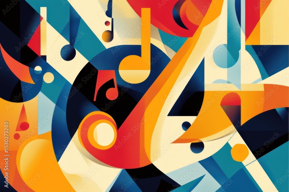 Obraz premium Dynamic music notes abstract art display creative studio digital illustration colorful environment artistic perspective