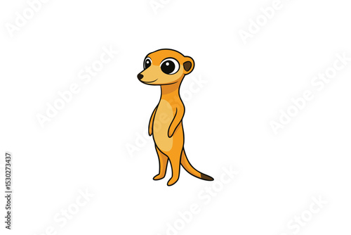 Playful cartoon meerkat standing upright curious vector art illustration