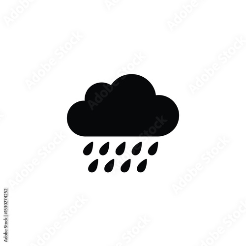 Black Cloud with Rain Drops Icon Illustration Weather, Climate, and Meteorology Concept