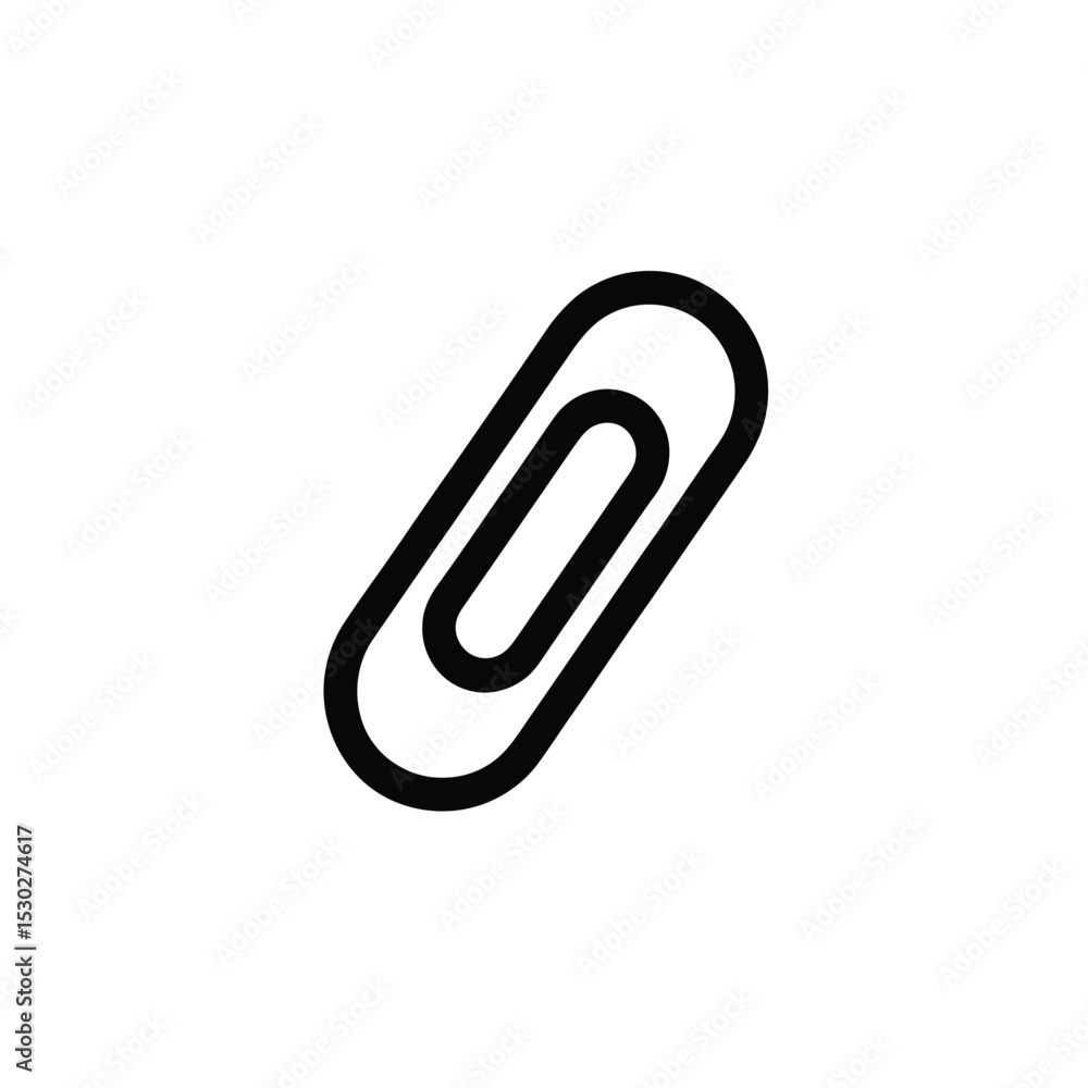 Black Outline of an Angled Paper Clip on a White Background Illustration Black Outline of an Angled Paper Clip on a White Background Illustration