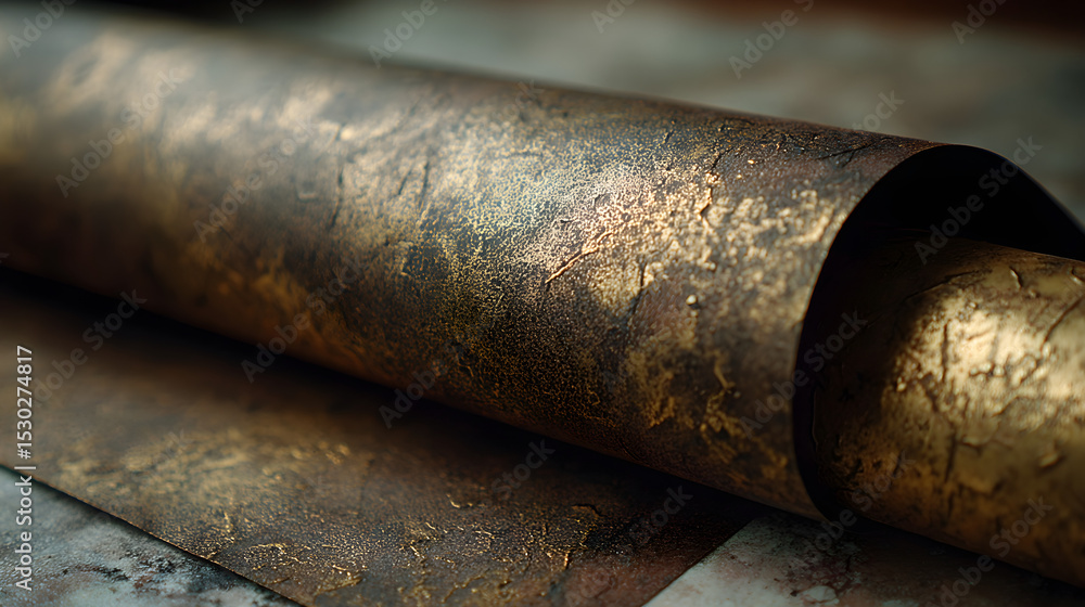 Obraz premium Dusty bronze foil with antique texture and faded shine