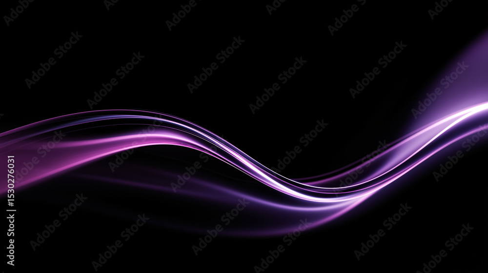 Obraz premium Abstract purple wave on a black background, featuring smooth, flowing lines and a glowing effect. A futuristic and elegant design perfect for digital art and modern creative projects.