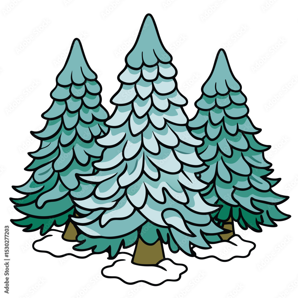 Obraz premium Printable black outline pine tree design
