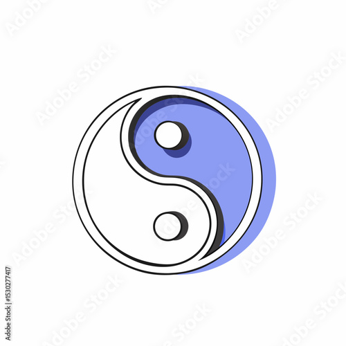 Illustration of a yin and yang symbol with white background
