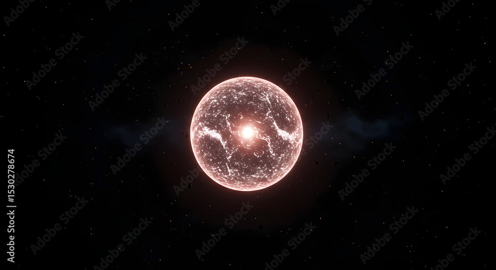 Obraz premium Glowing celestial body in deep space