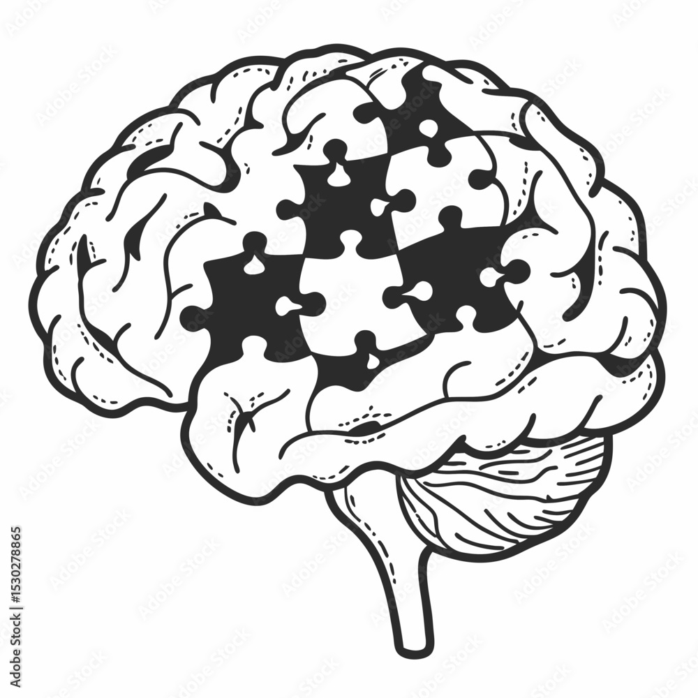 Fototapeta premium Human brain with puzzle pieces representing mental health