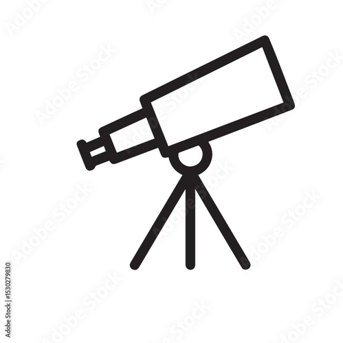  Telescope Icon – Minimalist Line Art on Tripod Stand