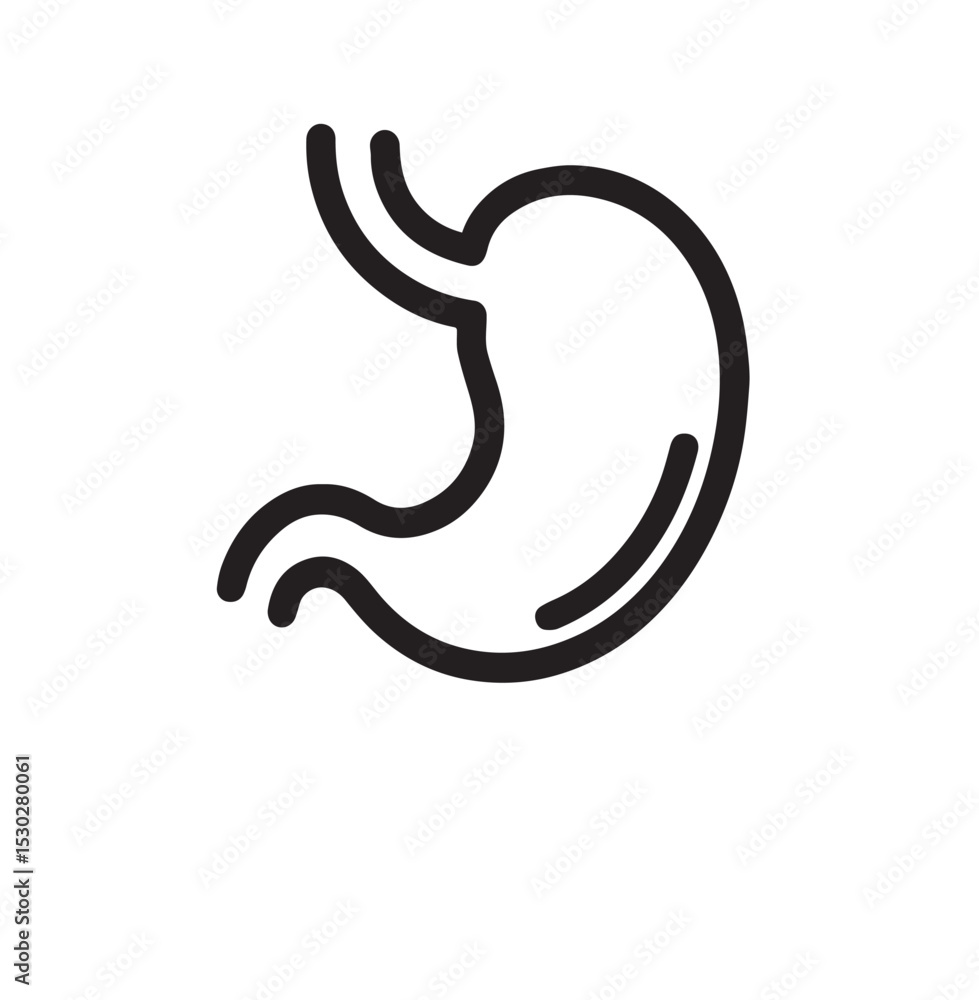 Human Stomach Line Icon – Digestive Organ Outline Symbol Human Stomach Line Icon – Digestive Organ Outline Symbol