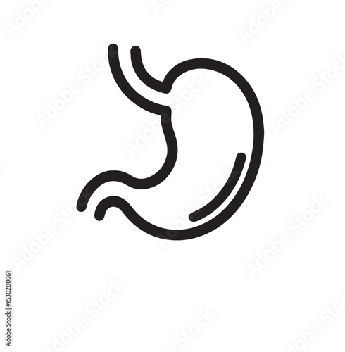  Human Stomach Line Icon – Digestive Organ Outline Symbol