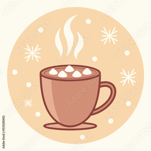 Cozy winter hot chocolate with marshmallows design
