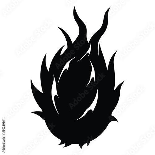 Black silhouette illustration of a dragon fruit