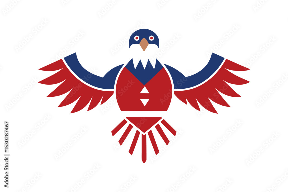 Fototapeta premium Tribal eagle with patriotic symbols vector art illustration