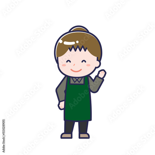 飲食店の店員／ななめ／女性 04